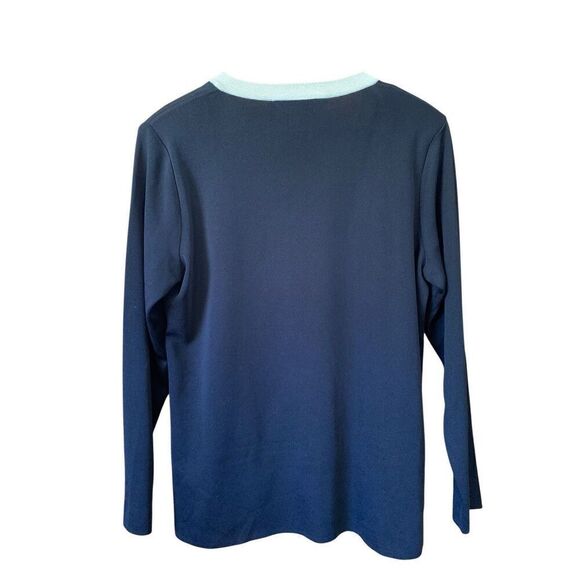 Misook Open Knit Gold Trim Cardigan Black Size M - Picture 2 of 12